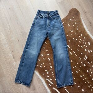 saint laurent v-waist blue jeans